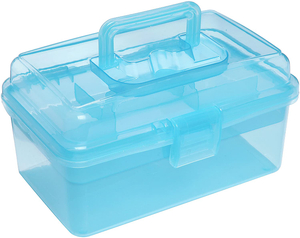 Caja de primeros auxilios transparente de plástico portátil con asa