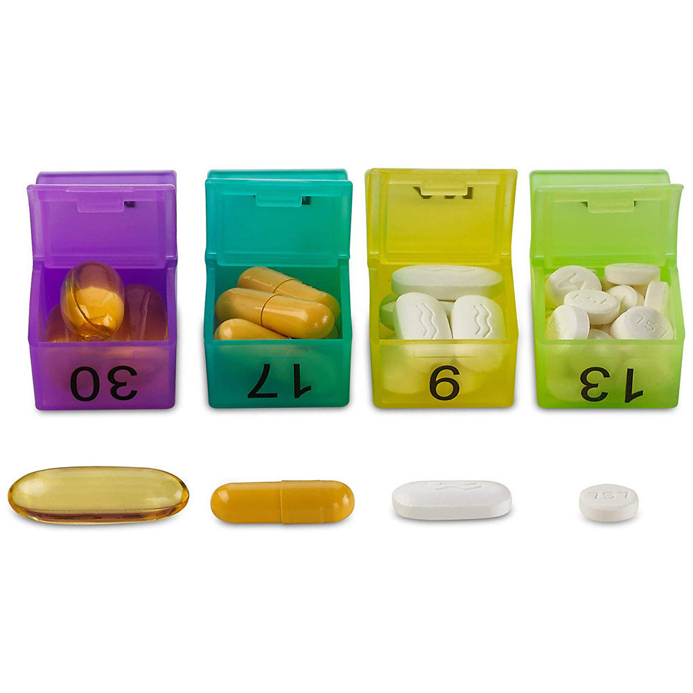 Dispensador de píldoras diarias semanales mensuales reutilizables para viajes