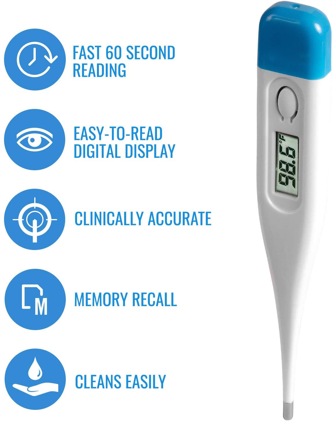 Termómetro digital médico de lectura rápida CE de punta blanda