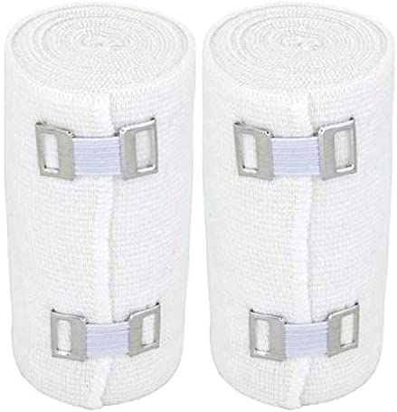 Cómodas vendas deportivas de algodón elástico blanco con clip